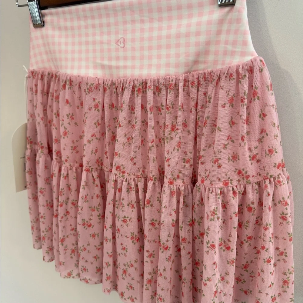 Blogilates Women's Ballerina Skort, Pink Gingham Floral, NWT - Picture 10 of 13